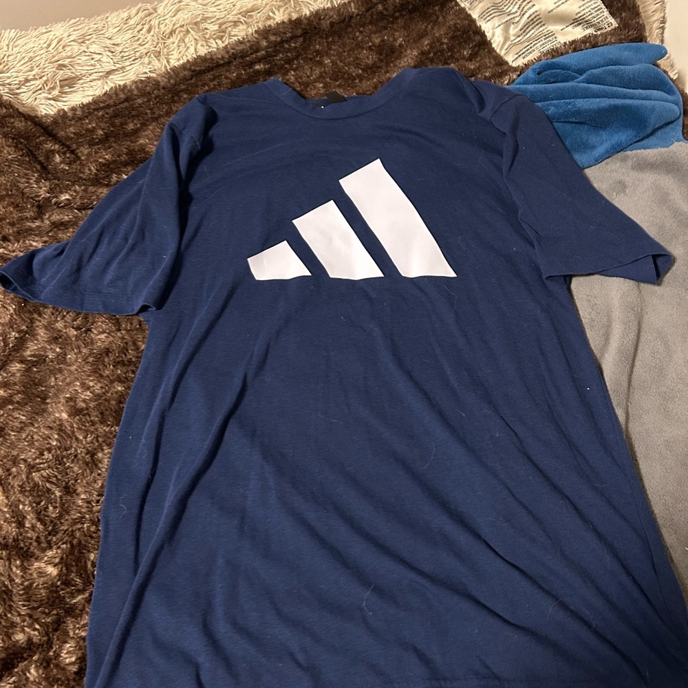 adidas Navy Short-Sleeve Tee with White Logo